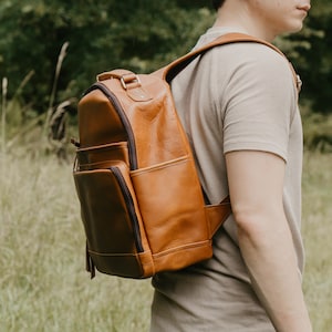 Teacher Backpack,Daily Backpack Bag,Monogram Leather Rucksack,Leather Backpack Purse,Personalized Backpack,Leather Backpack for Laptop image 4