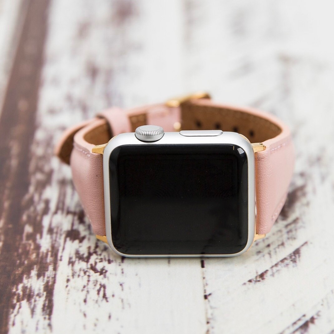 Pink Leather Apple Watch Band 38mm 40mm 42mm 44mm Slim iWatch | Etsy