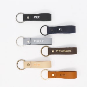 Personalized Leather Keychain, Monogrammed Leather Keychain, Best Anniversary Gift, Made in USA