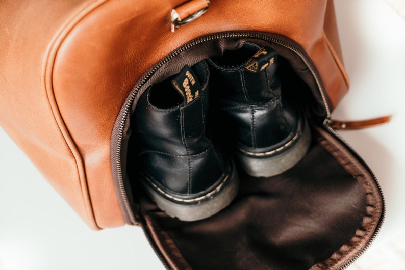 Leather Duffle Bag, Large Travel Bag, Mens Leather Weekend Bag, Personalized Outdoor Bag, Holdall Bag, Groomsmen Gift Bag image 10