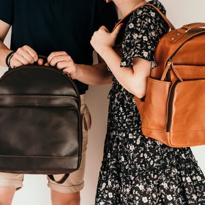 Teacher Backpack,Daily Backpack Bag,Monogram Leather Rucksack,Leather Backpack Purse,Personalized Backpack,Leather Backpack for Laptop image 2