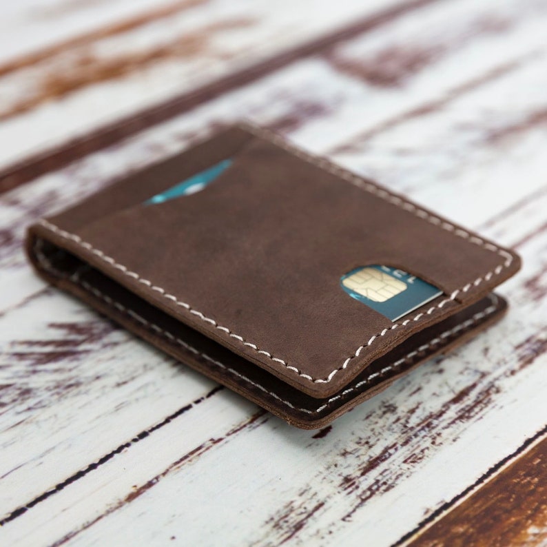 Premium Leather Money Clip Wallet Distressed Leather Wallet Mens Cash Wallet Classic Bifold Monogram Gift Add Initials Father S Day - 