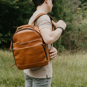 Teacher Backpack,Daily Backpack Bag,Monogram Leather Rucksack,Leather Backpack Purse,Personalized Backpack,Leather Backpack for Laptop image 3