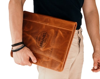 Personalized Leather Portfolio - Elevate Corporate Gifting! Custom logo embossing, premium craftsmanship, and timeless elegance.