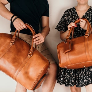 Leather Duffle Bag, Large Travel Bag, Mens Leather Weekend Bag, Personalized Outdoor Bag, Holdall Bag, Groomsmen Gift Bag Light Brown - XLarge