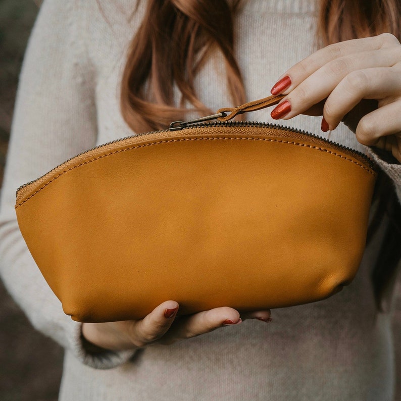 Mothers Day Gift For Mom,Gift For Her,Gift For Wife,Leather Makeup Bag,Custom Makeup Bag,Personalized Makeup Bag Leather,Gift for Girlfriend image 1