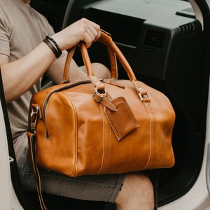 Leather Duffle Bag, Large Travel Bag, Mens Leather Weekend Bag, Personalized Outdoor Bag, Holdall Bag, Groomsmen Gift Bag image 5