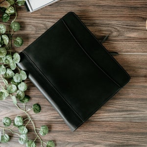 Personalized Leather Portfolio, Letter Size Organizer Folders, Leather Padfolio Men, Leather Portfolio Zipper, A4 Holder, Document Bag image 5