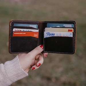Cartera de cuero personalizada, cartera de hombre de cuero, cartera doble, regalo de aniversario para hombres, cartera para hombres