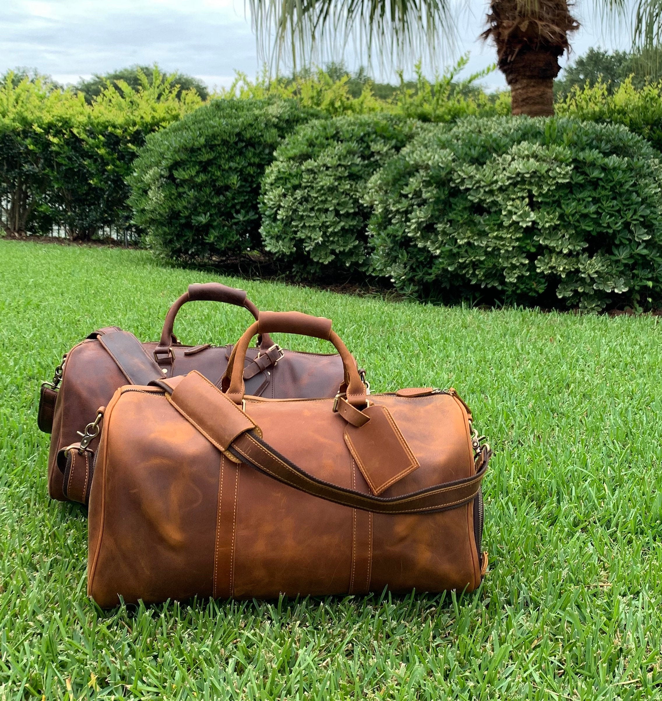 custom leather duffle bags
