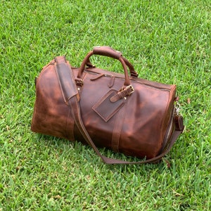 Leather Weekender Bag Leather Duffle Bag Large Travel Bag | Etsy