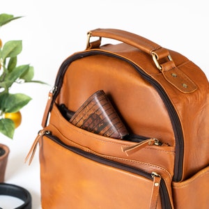 Teacher Backpack,daily Backpack Bag,monogram Leather Rucksack,leather ...