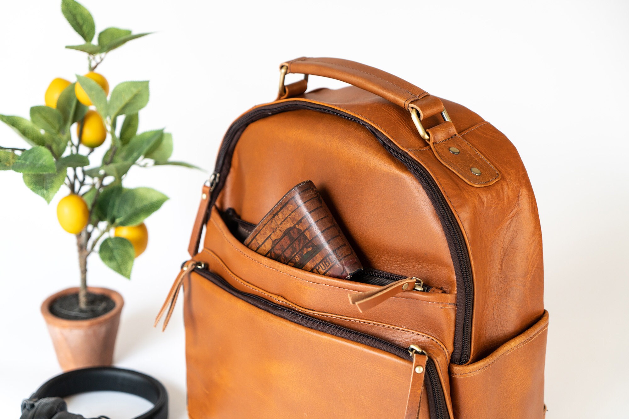 teacher leather backpack