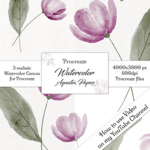 Procreate Aquarellpapier Set / Digitales Papierset für realistische Aquarellmalerei / 3 Procreate Dateien mit verschiedene Texturen