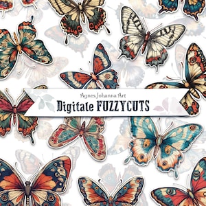 Digitale Fuzzy Cuts / Schmetterlinge / Design zum Ausdrucken für Junk Journal und Scrapbooking