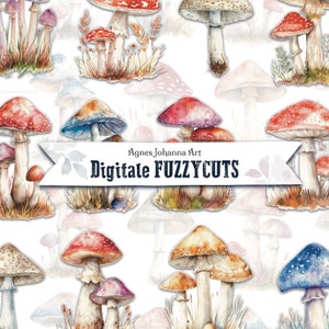 Digitale Fuzzy Cuts / Pilze / Design zum Ausdrucken für Junk Journal und Scrapbooking