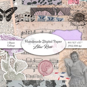 Papier de conception numérique / collage fait à la main / papier de conception à imprimer pour le journal indésirable et le scrapbooking