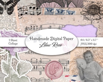 Digital Design Paper / Handmade Collage / Design Paper to Print for Junk Journal and Scrapbooking