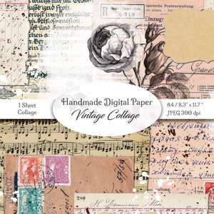Papier de conception numérique / collage fait à la main / papier de conception à imprimer pour le journal indésirable et le scrapbooking