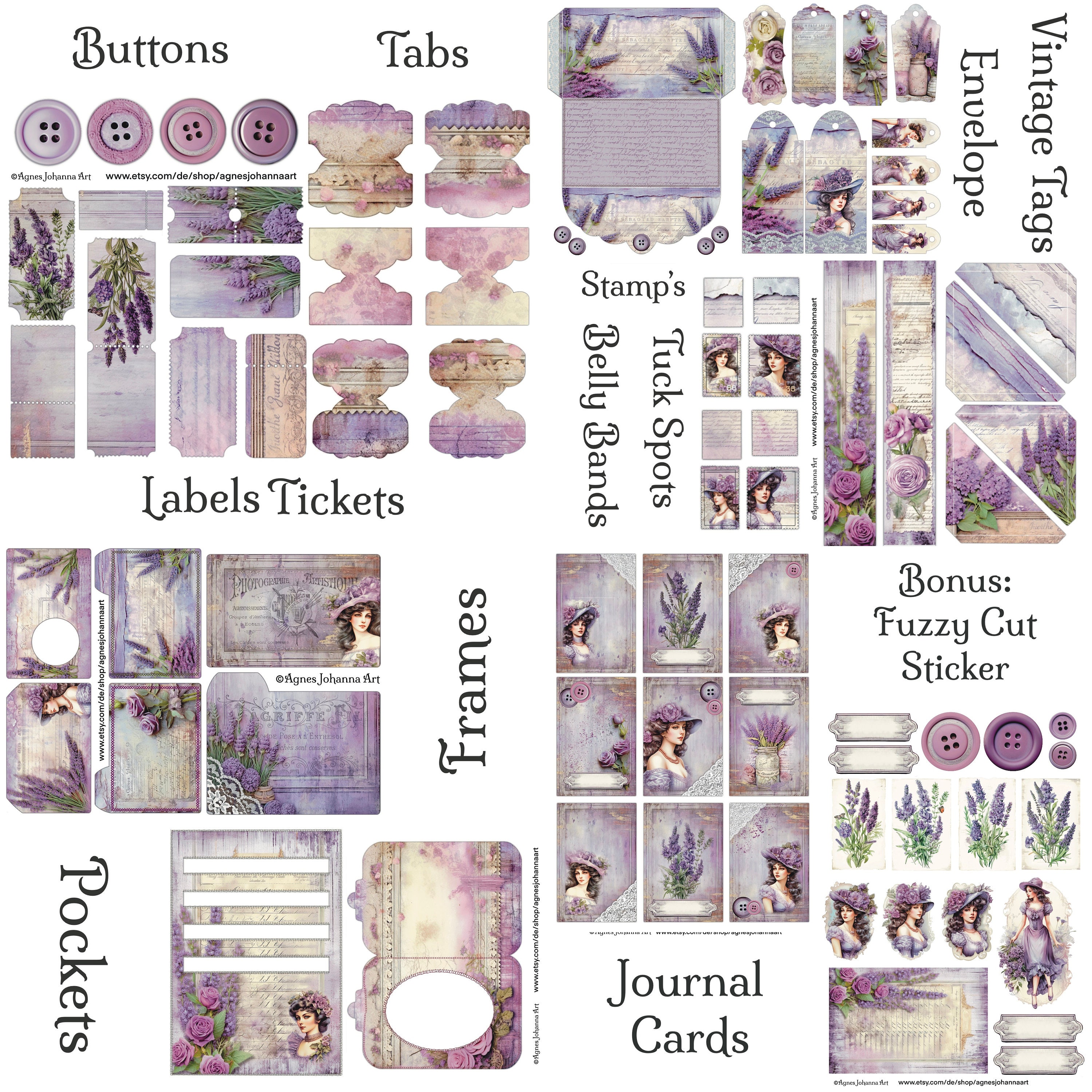 DIGITAL Junk Journal MEGA Bundle / Lavender Dreams / Digital Paper ...