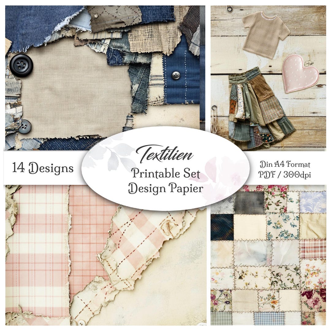 DIGITAL – Junk Journal Design Paper “textiles” – Fabric Samples, Denim ...