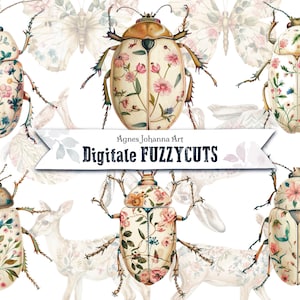 Digitale Fuzzy Cuts / Shabby Chic Tiere im Porzellan Stil / Design zum Ausdrucken für Junk Journal und Scrapbooking