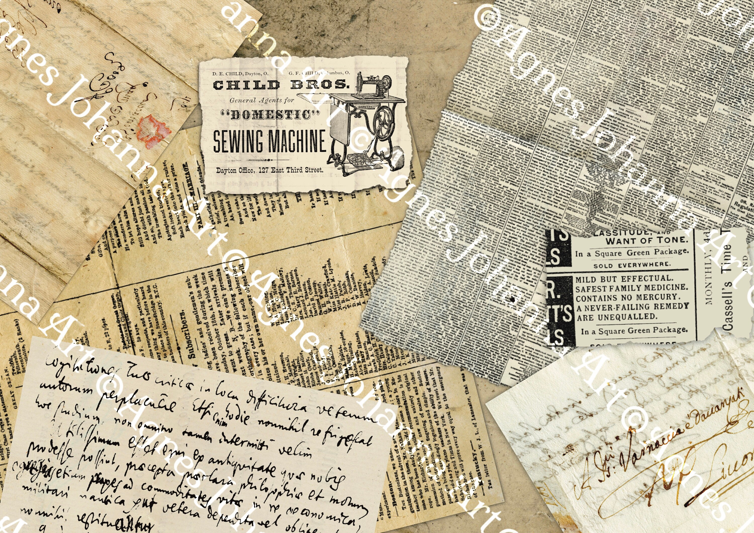 Collierville Design Paper Digital Design Paper / Handmade Collage / Design Paper to Print for ...