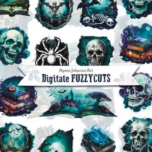 Digitale Fuzzy Cuts / Halloween / Design zum Ausdrucken für Junk Journal und Scrapbooking