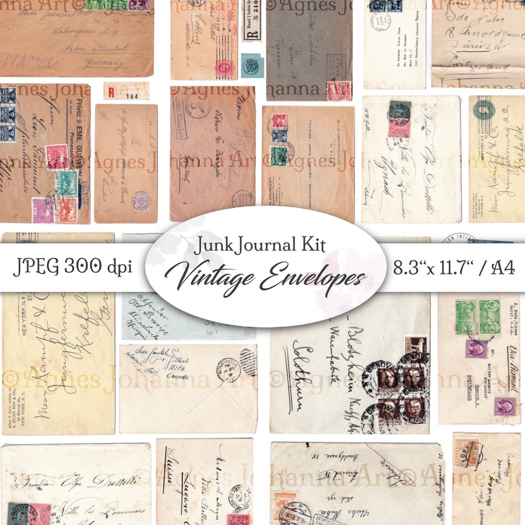 DIGITAL Junk Journal Ephemera Set / Old Envelopes / Digital Paper Set ...