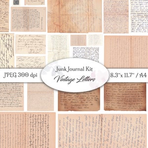 DIGITAL Junk Journal Ephemera Set / Cartas manuscritas antiguas / Juego de papel digital para imprimir / Din A4 / 8.3 x 11.7" /