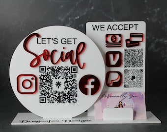 Acrylic QR Code Sign for Seamless Payments and Social Media Access