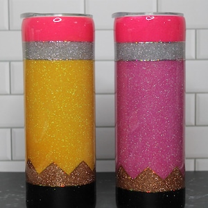 Pencil Tumbler Glitter Cup Teacher Appreciation School Gift