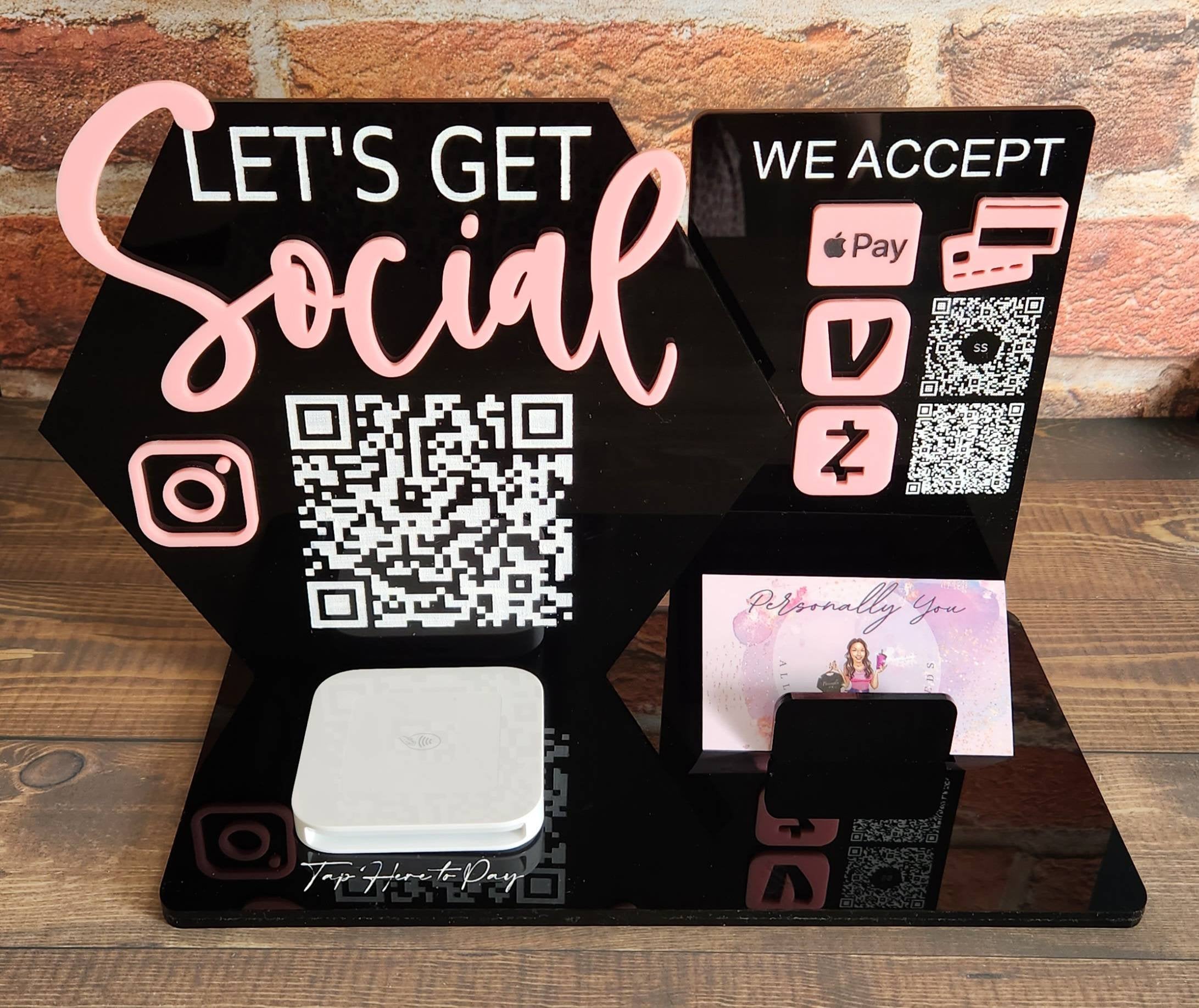 Acrylic QR Code Sign for Seamless Payments and Social Media Access