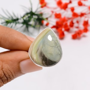 Oxidized Sterling Silver Imperial Jasper Ring - Adjustable Boho Jewelry