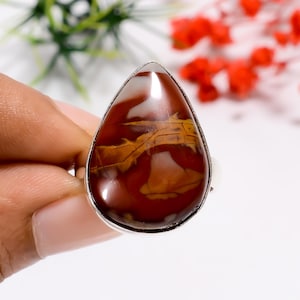 Natural Noreena Jasper Ring | 925 Sterling Silver Ring | Pear Shape Gemstone Ring | Bohemian Ring | Statement Ring | Jasper Ring | Gift Idea
