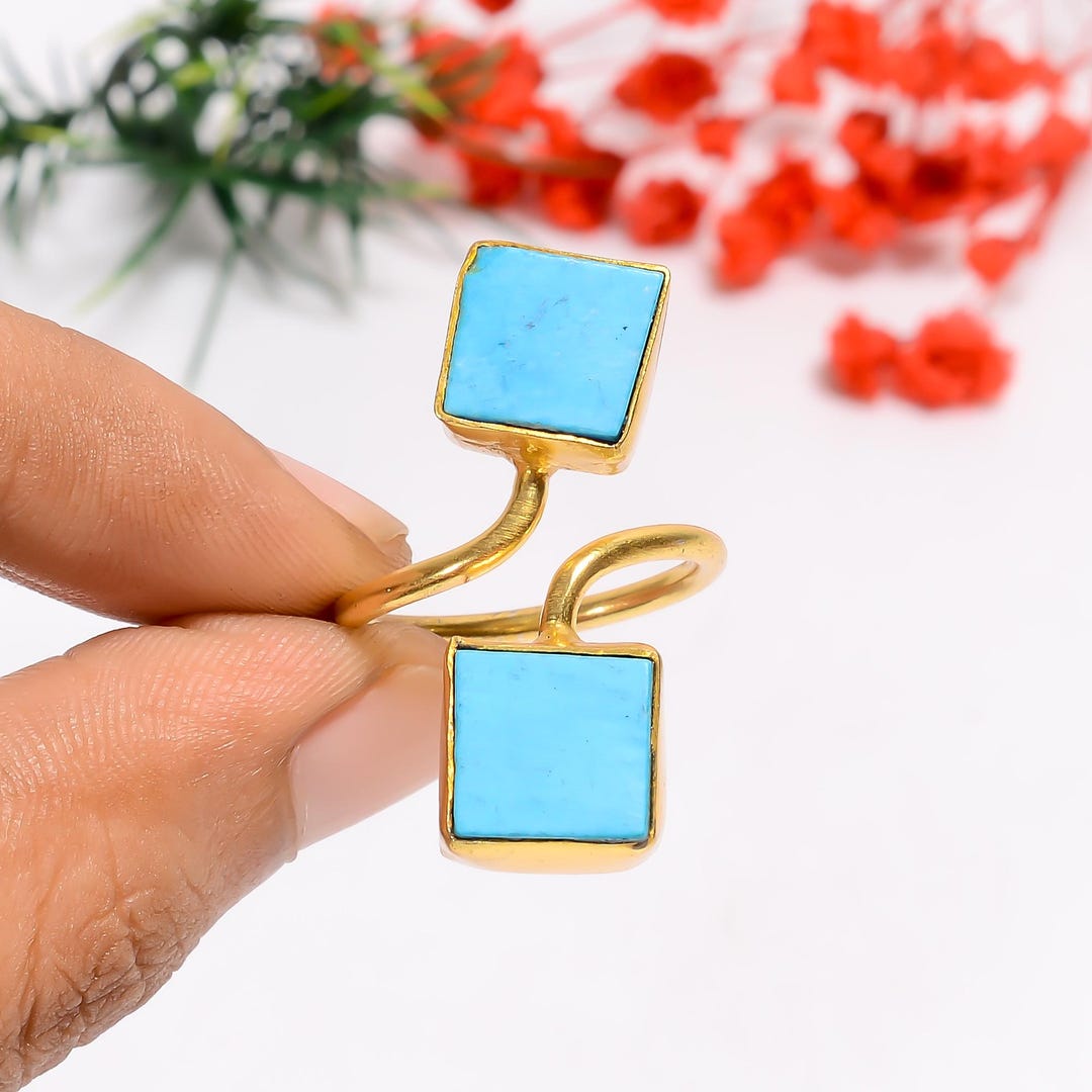 Handmade Sleeping Beauty Turquoise Ring | Gold Plated Sterling Silver ...
