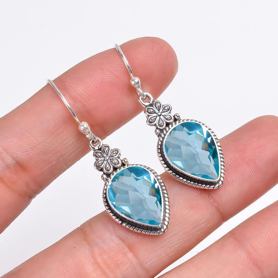 Boucles D'oreilles Pendantes Goutte En Péridot Lab Créé - Fait Main En Inde