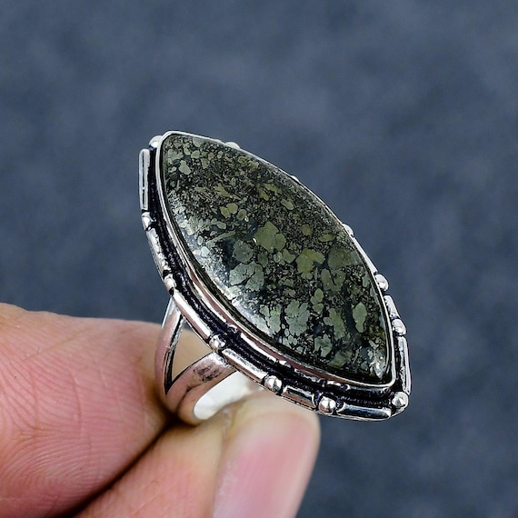 Anello in agata marcasite fatto a mano: argento sterling 925