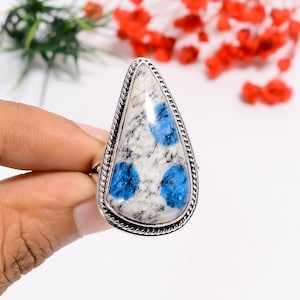 K2 Jasper 925 Sterling Silver Adjustable Ring: Bohemian Statement Jewelry