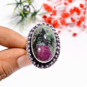 Natural Ruby Zoisite 925 Sterling Silver Ring | Top Quality Gemstone Ring | Bohemian Ring | Handmade Statement Ring | Vintage Style Jewelry