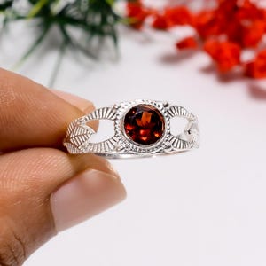 Mozambique Garnet Ring: Oxidized Sterling Silver, Handmade Jewelry