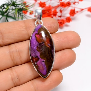 Sugilite Marquise Pendant: Oxidized Sterling Silver, Handmade Gemstone