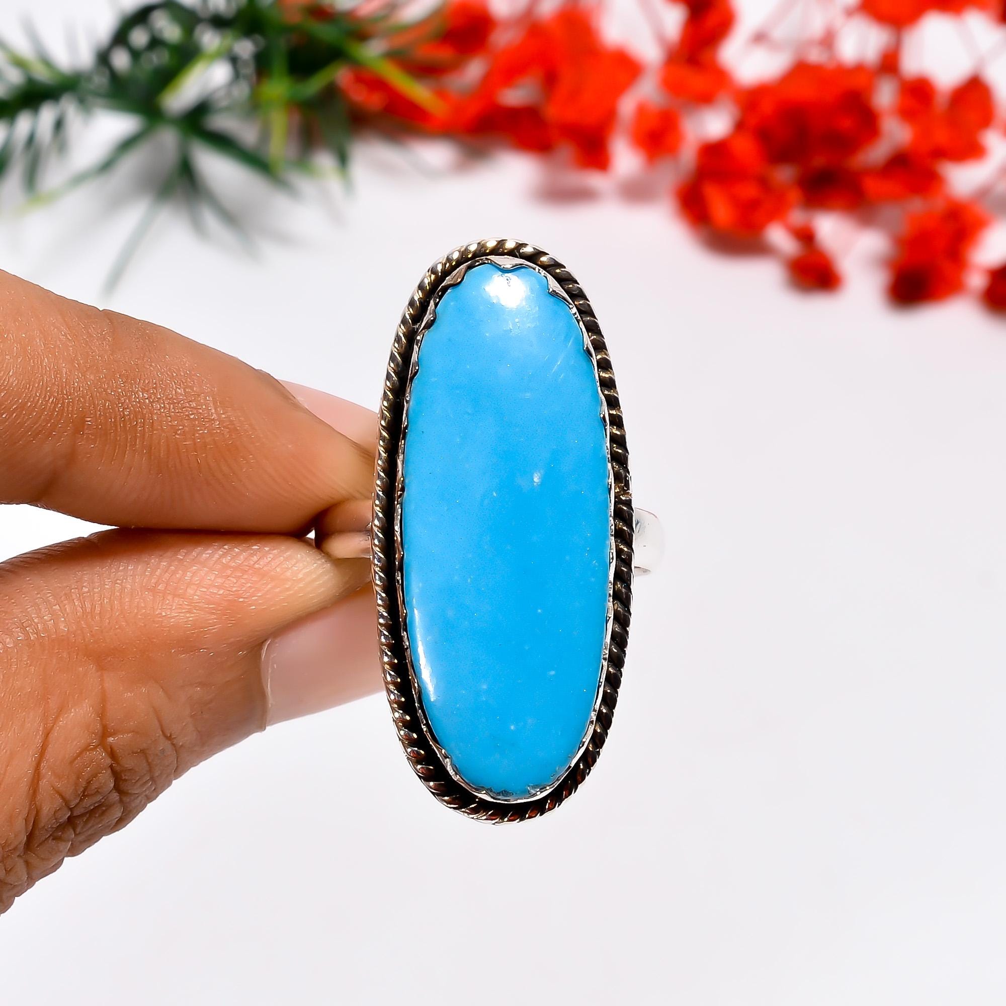 Sleeping Beauty Turquoise Ring: Oxidized Sterling Silver Boho Ring - Etsy