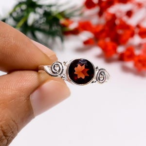 Mozambique Garnet Sterling Silver Ring: Handmade January Birthstone
