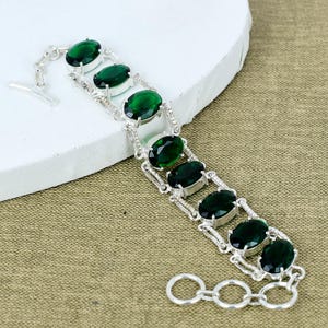 Chrome Diopside Silver Bracelet | Handmade 925 Sterling Silver Gemstone Jewelry