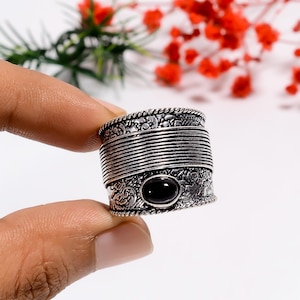 Oxidized Silver Amethyst Ring: Handmade Bohemian Style, US Size 9
