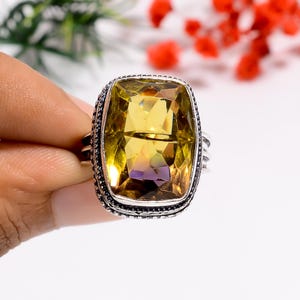 Ring geoxideerd sterlingzilver toermalijnkwarts - Handgemaakte boho-sieraden