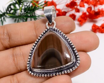 Oxidized Sterling Silver Polychrome Jasper Pendant - Bohemian Jewelry
