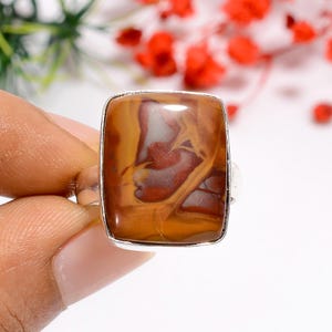 Noreena Jasper Sterling Silver Ring: Oxidized Boho Statement Ring