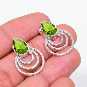 Handmade Sterling Silver Peridot Earrings: August Birthstone Jewelry